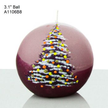 Handmade Christmas Candle 3.1" (Ball) w/ 24 Designs 