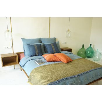 Blue linen pillow case, 50x70 cm. 