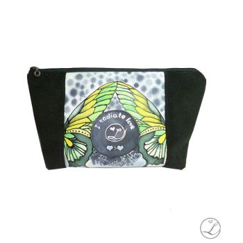 Hand Painted Silk makeup bag - I RADIATE LOVE 