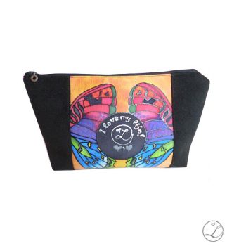 Hand Painted Silk makeup bag - I LOVE MY LIFE 